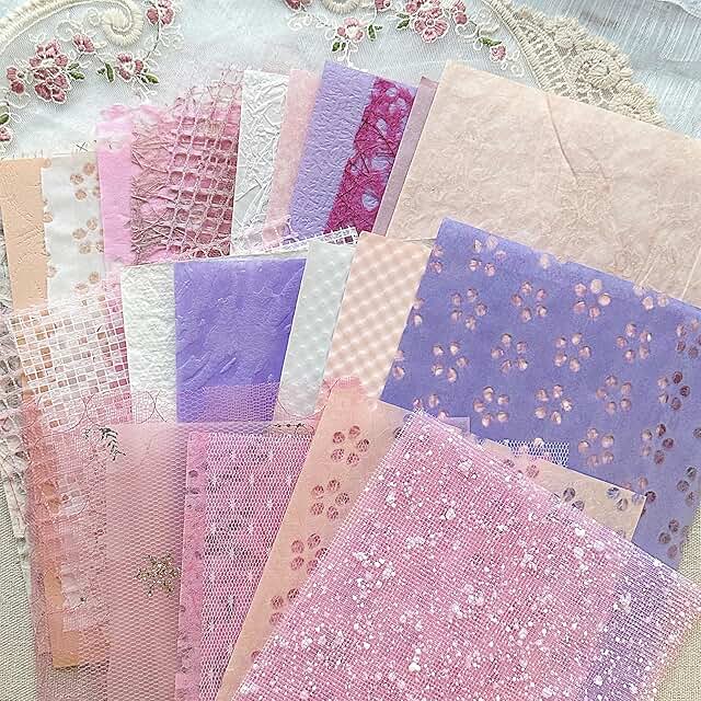 A5 Textured Scrapbook Paper and Mesh Fabric Set