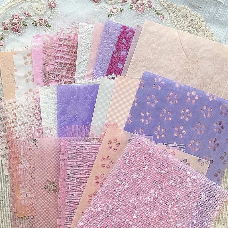 A5 Textured Scrapbook Paper and Mesh Fabric Set