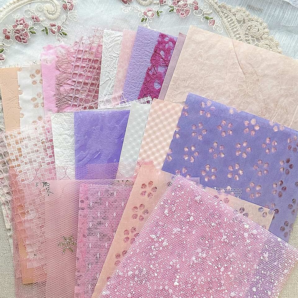 A5 Textured Scrapbook Paper and Mesh Fabric Set