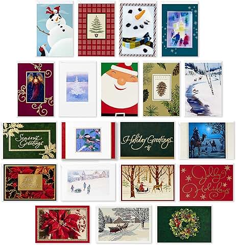 Set of 20 Assorted Christmas Cards with Envelopes