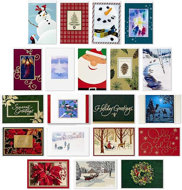 Set of 20 Assorted Christmas Cards with Envelopes