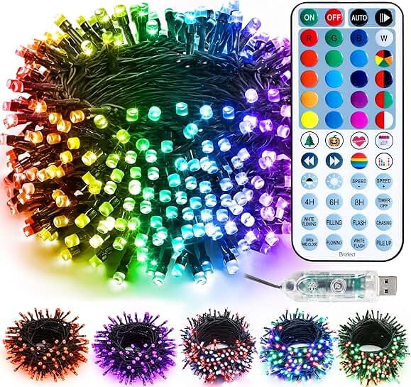 Color Changing 33ft LED Christmas Lights with Remote