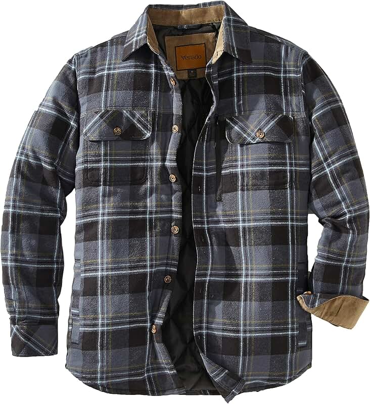 Men's Long Sleeve Plaid Flannel Shirt Jacket