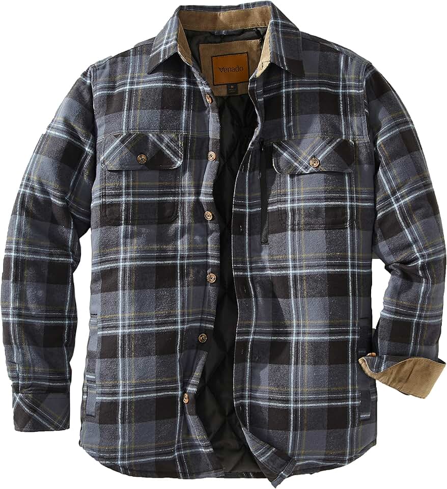 Men's Long Sleeve Plaid Flannel Shirt Jacket