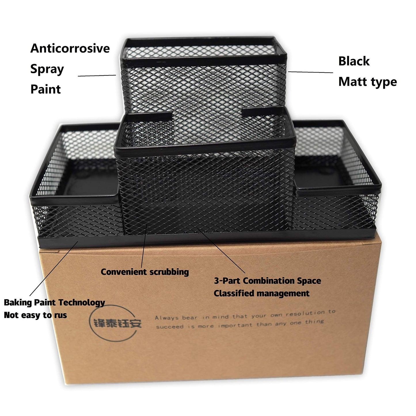 Black Metal Wire Mesh Pencil Holder for Desk