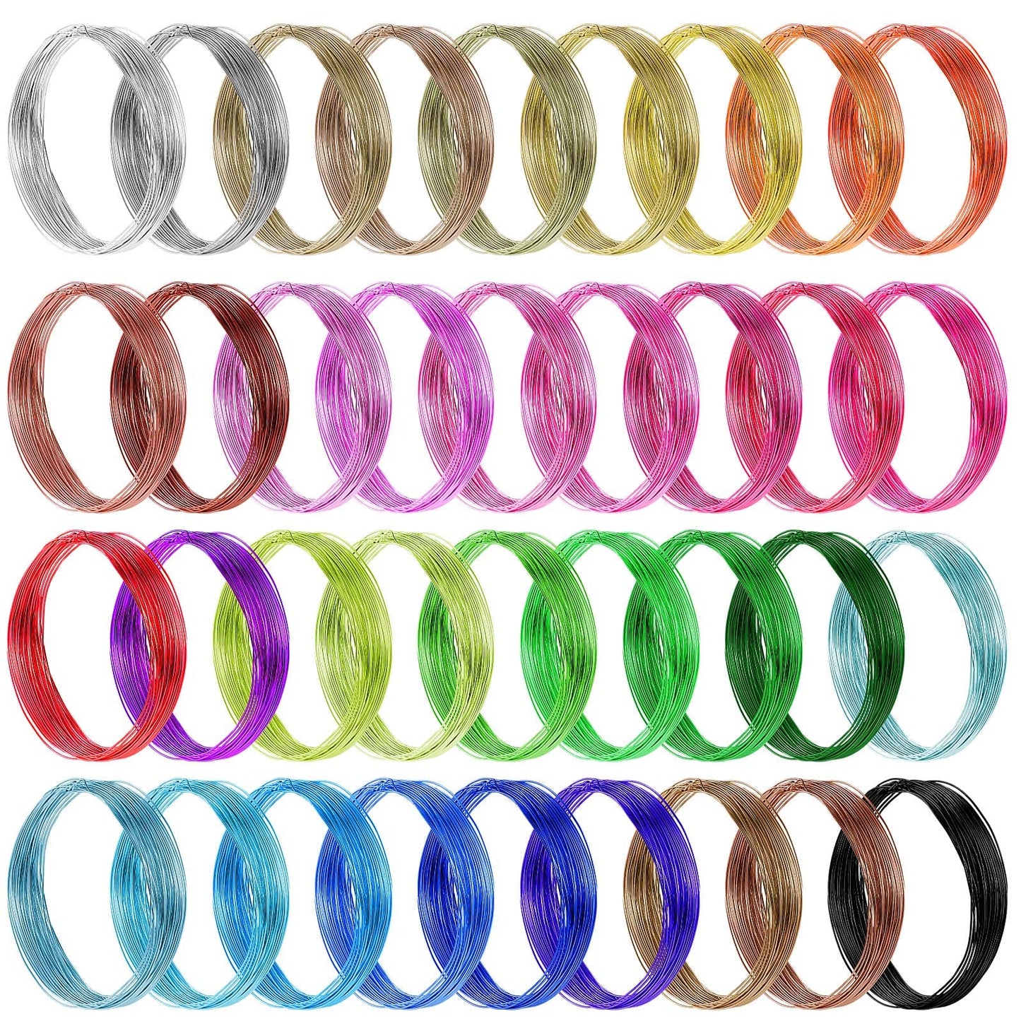 36 Rolls Colored Aluminum Beading Wire for Jewelry and Crafts