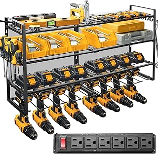 Heavy Duty Metal Wall Mount Power Tool Organizer with Charging Station