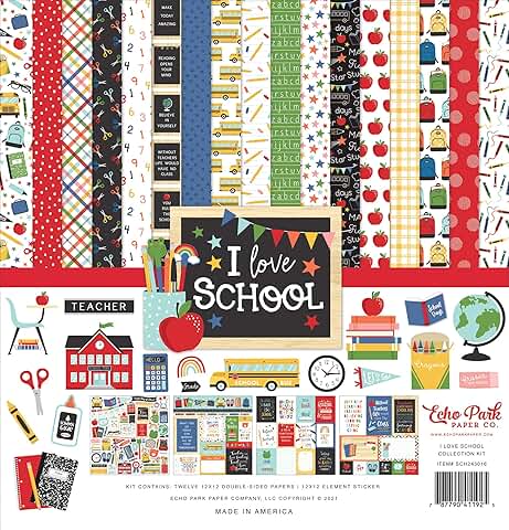 I Love School Collection Paper Kit, 12x12 Inches