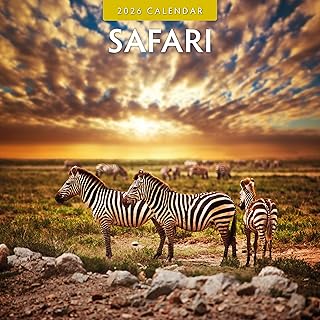 Safari Monthly Wall Calendar for 2026 with Notes