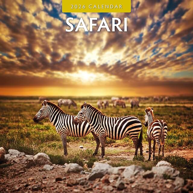 Safari Monthly Wall Calendar for 2026 with Notes