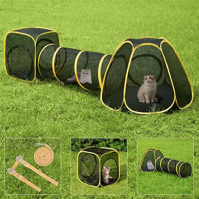 Portable 3-in-1 Outdoor Pet Enclosure with Playhouse