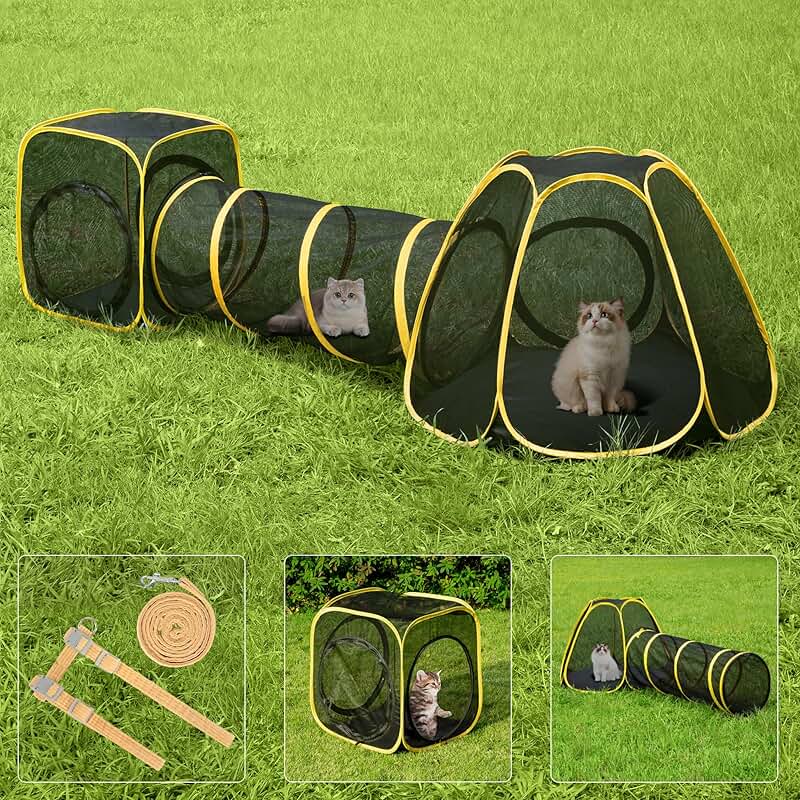 Portable 3-in-1 Outdoor Pet Enclosure with Playhouse