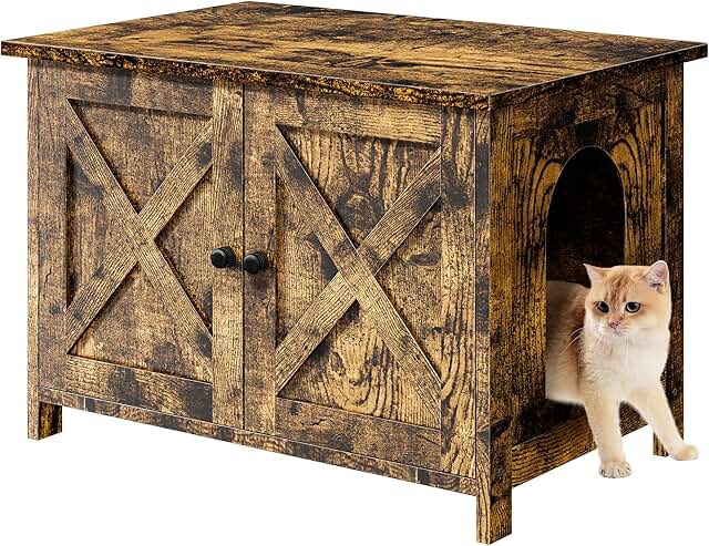 Cat Litter Box Enclosure with Removable Divider and End Table