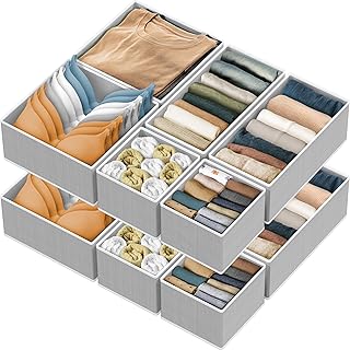 Foldable Drawer Organizer Set of 12 in Gray