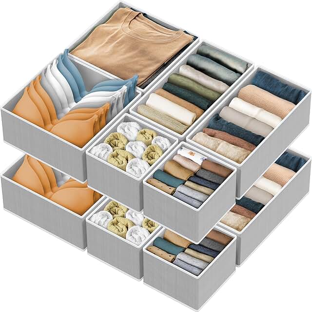 Foldable Drawer Organizer Set of 12 in Gray