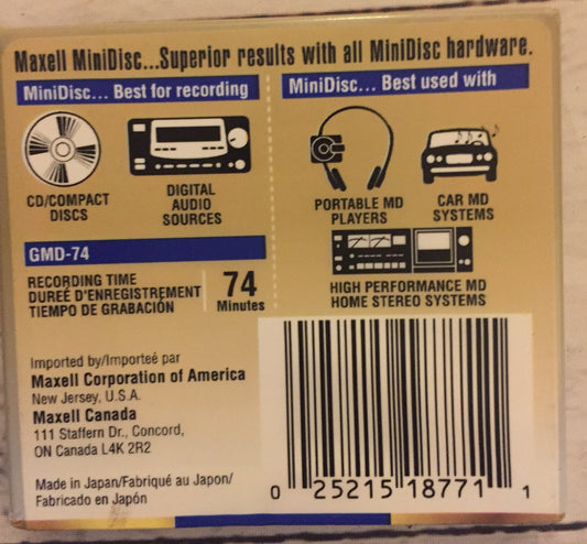 Md Gold 74 Recordable Mini Disc