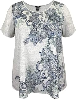 Women’s Plus Size Short Sleeve Printed Swing Top