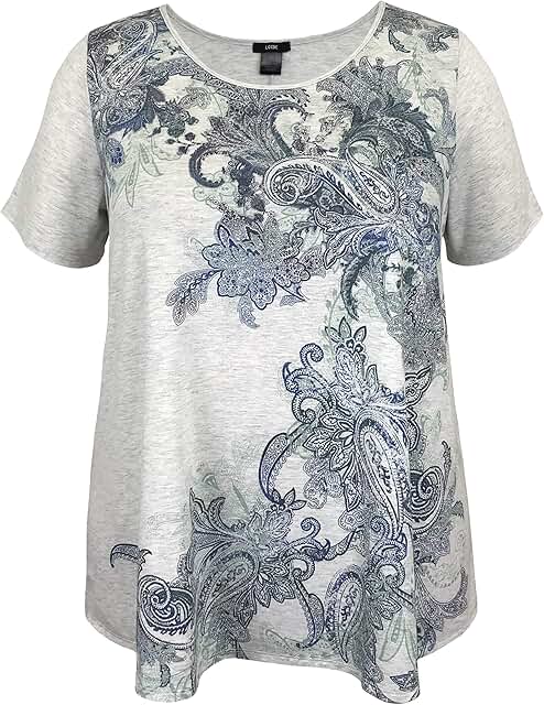Women’s Plus Size Short Sleeve Printed Swing Top