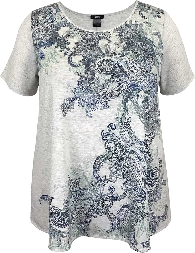 Women’s Plus Size Short Sleeve Printed Swing Top