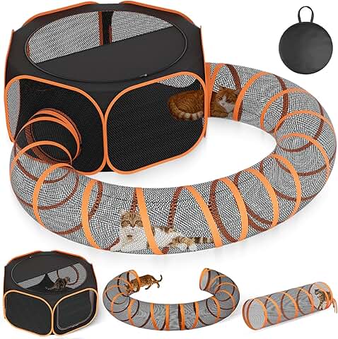 Outdoor Cat Playpen with Tunnels and Shade