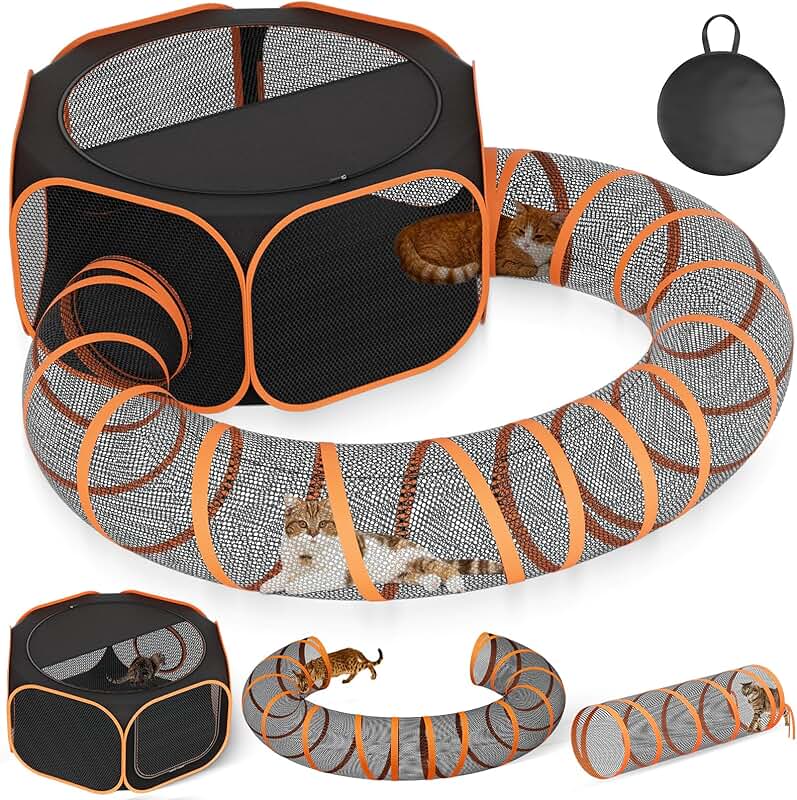 Outdoor Cat Playpen with Tunnels and Shade