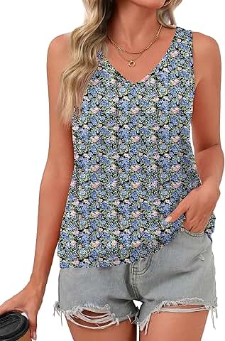 Women's Summer V-Neck Sleeveless Casual Tank Top