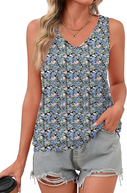Women's Summer V-Neck Sleeveless Casual Tank Top