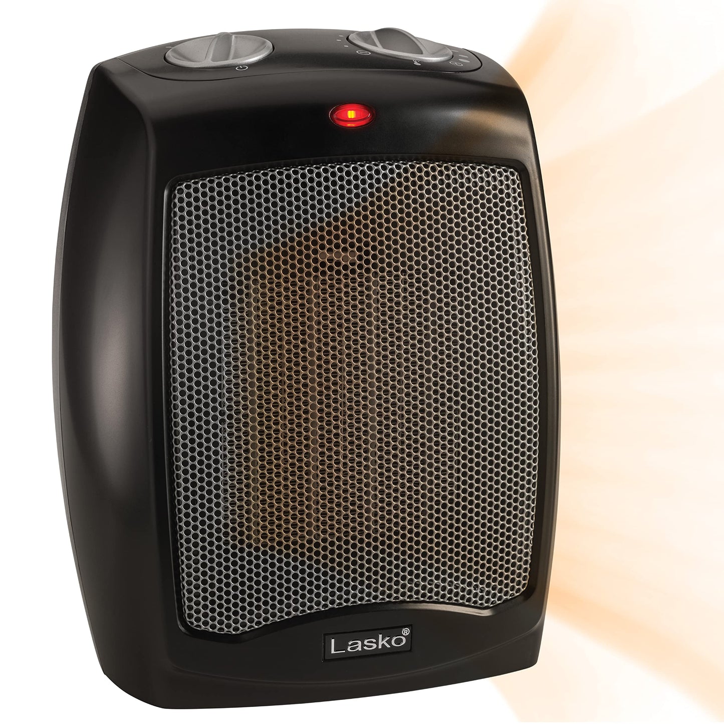 Ceramic Tabletop Space Heater for Home with Adjustable Thermostat and 2 Speeds, 9 Inches, Black, 1500W, CD09250