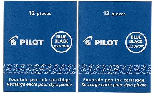 Blue and black fountain pen ink cartridges, pack of 2