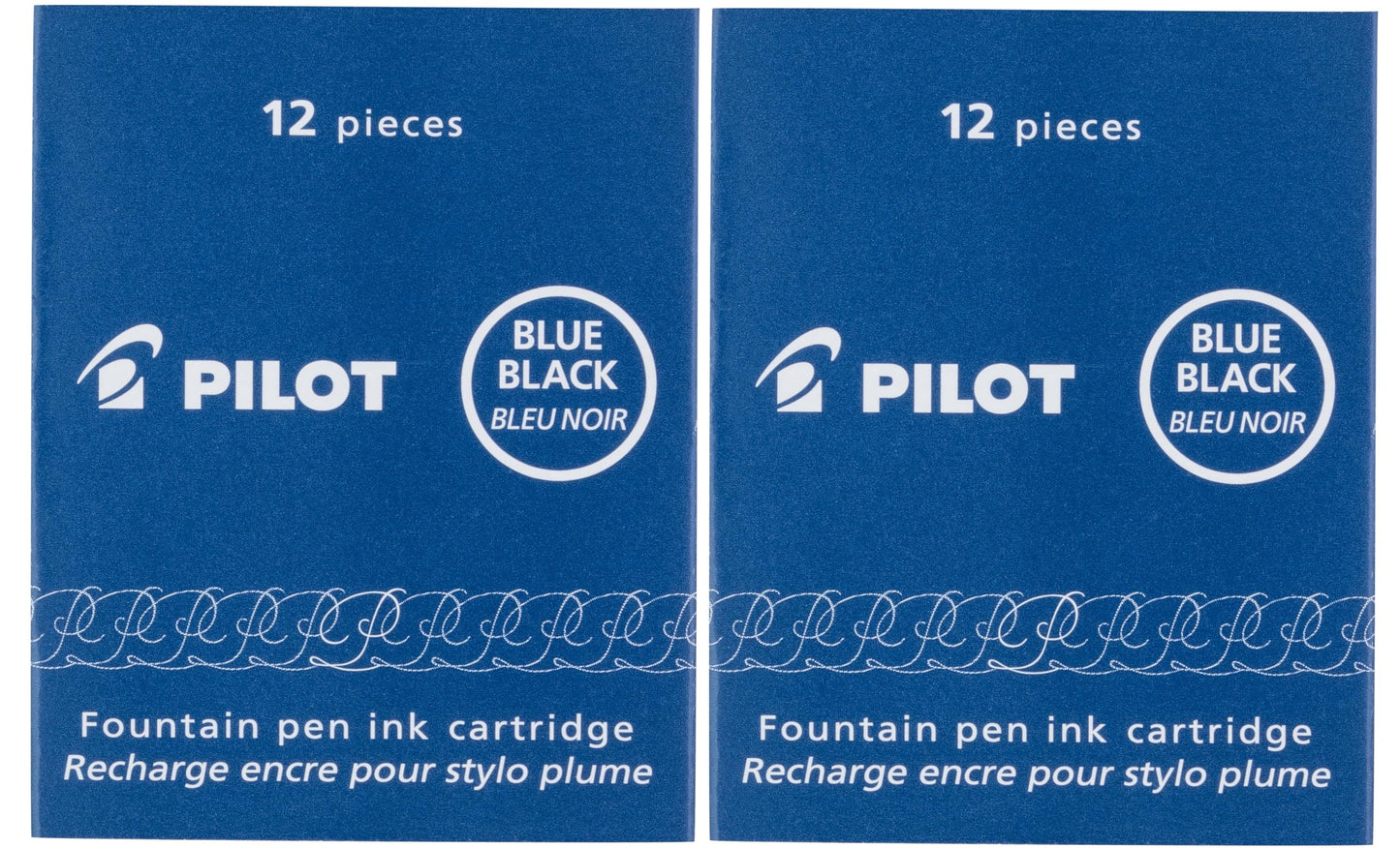 Blue and black fountain pen ink cartridges, pack of 2
