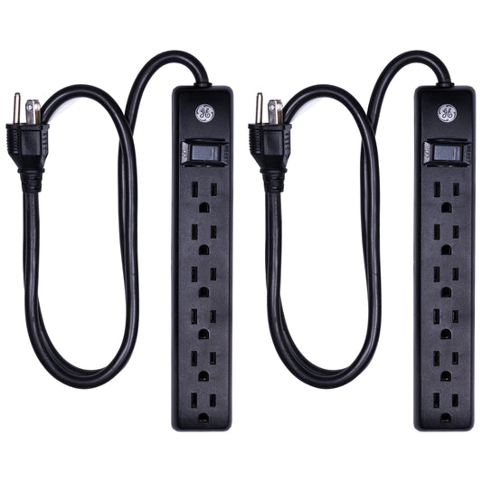 6-Outlet Surge Protector 2 Pack with 3 Ft Extension Cords