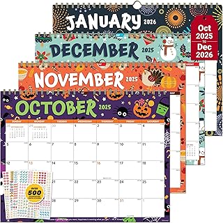 Colorful Landscape Wall Calendar 2025-2026, 11x8.5in
