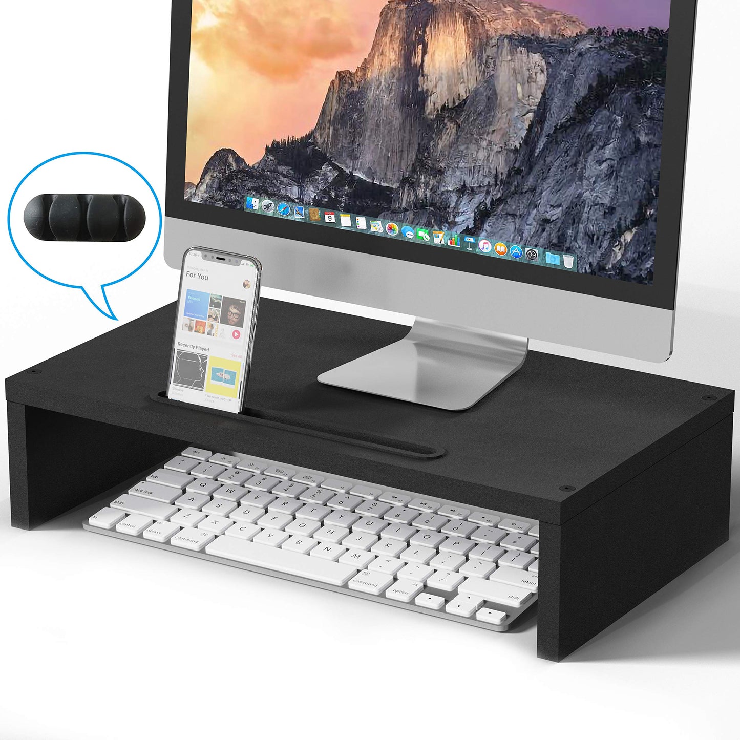 Monitor Stand Computer Riser Desk Organizer Stand Desktop Printer Stand for Laptop Computer Storage Shelf & Screen Holder 16.5 inches with Cable Management Phone Holder