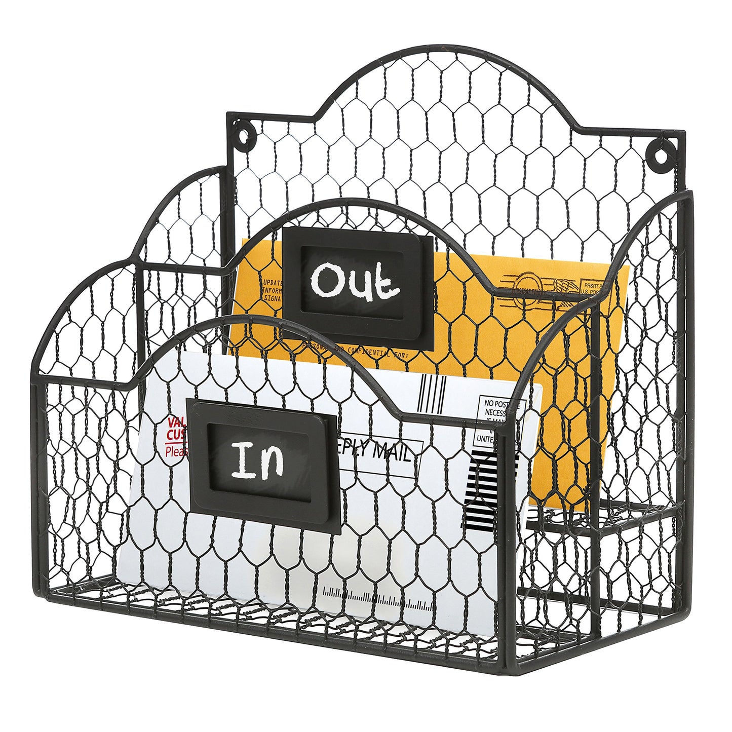 Metal Wire Desk Organizer with 2 Compartments