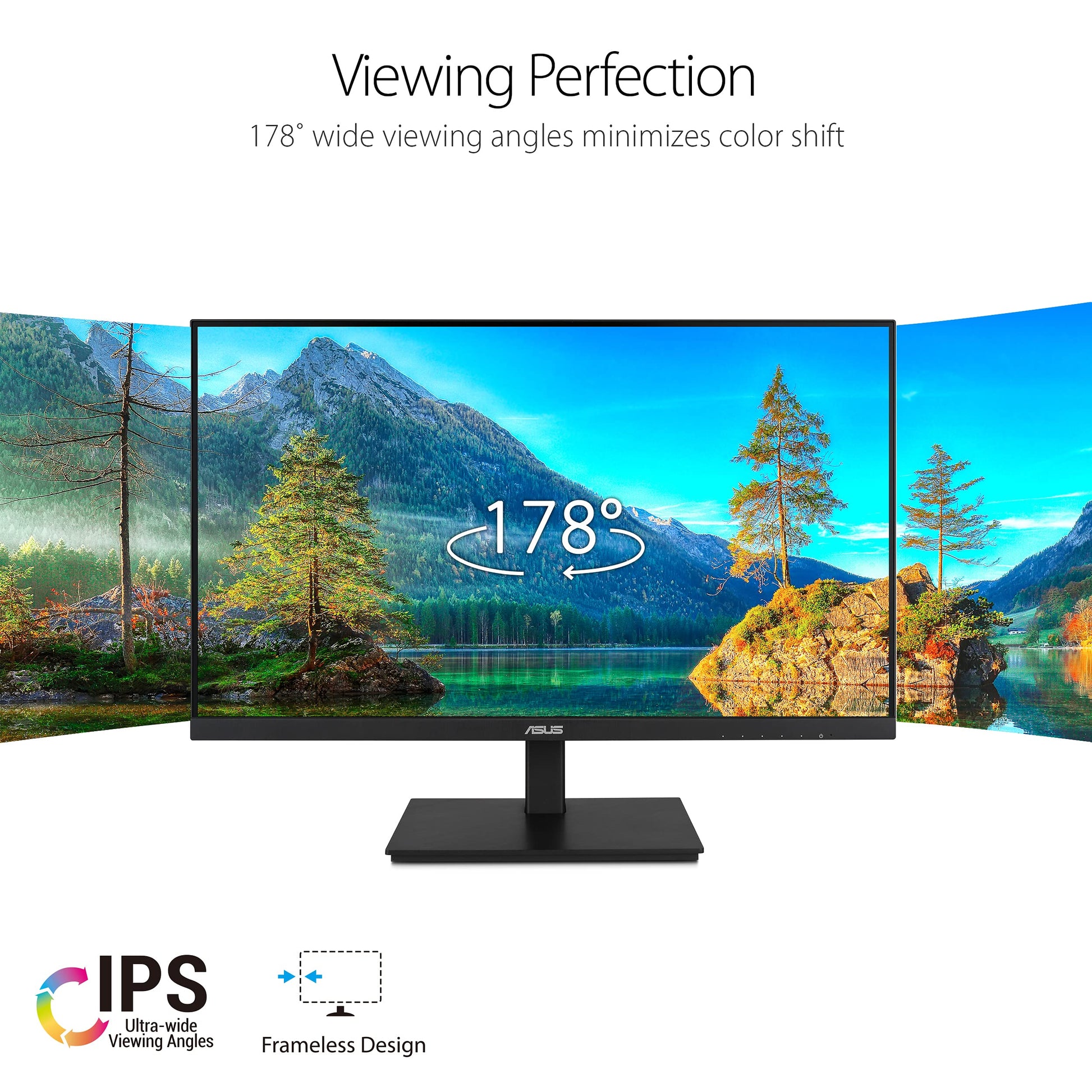 23.8 1080P Monitor (VA24DQSB) - Full HD, IPS, 75Hz, Speakers, Adaptive-Sync, Low Blue Light, Flicker Free, VESA Mountable, Frameless, HDMI, DisplayPort, VGA, USB hub, Height Adjustable