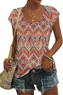 Women's Summer Cap Sleeve U-Neck T-Shirts