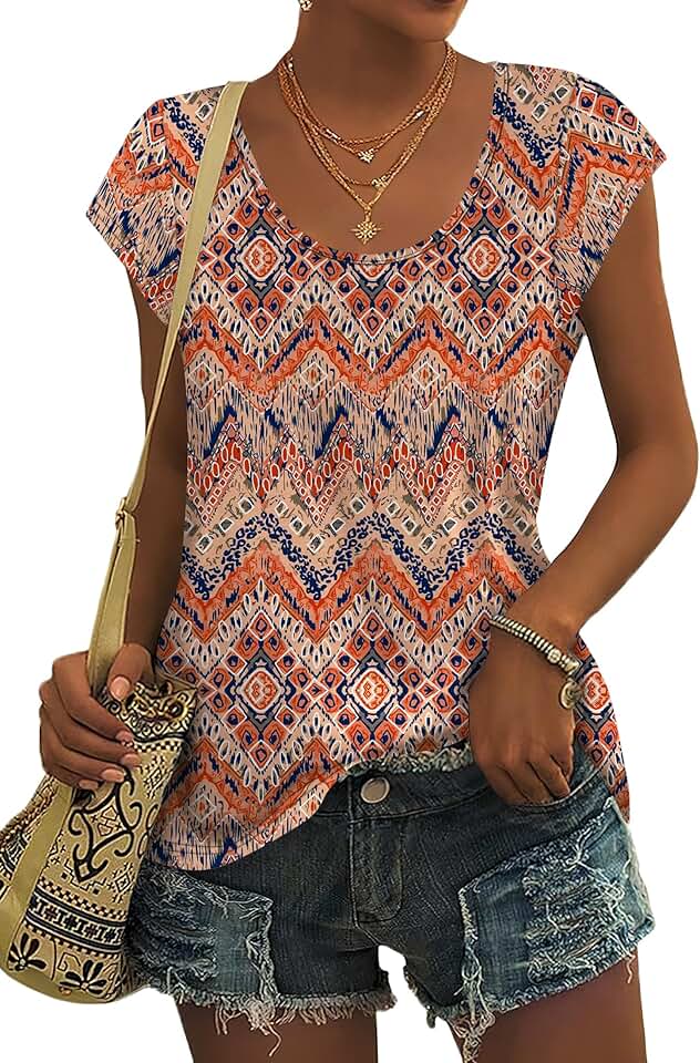 Women's Summer Cap Sleeve U-Neck T-Shirts