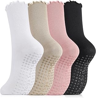 Three Pairs of Non-Slip Pilates Socks for Women