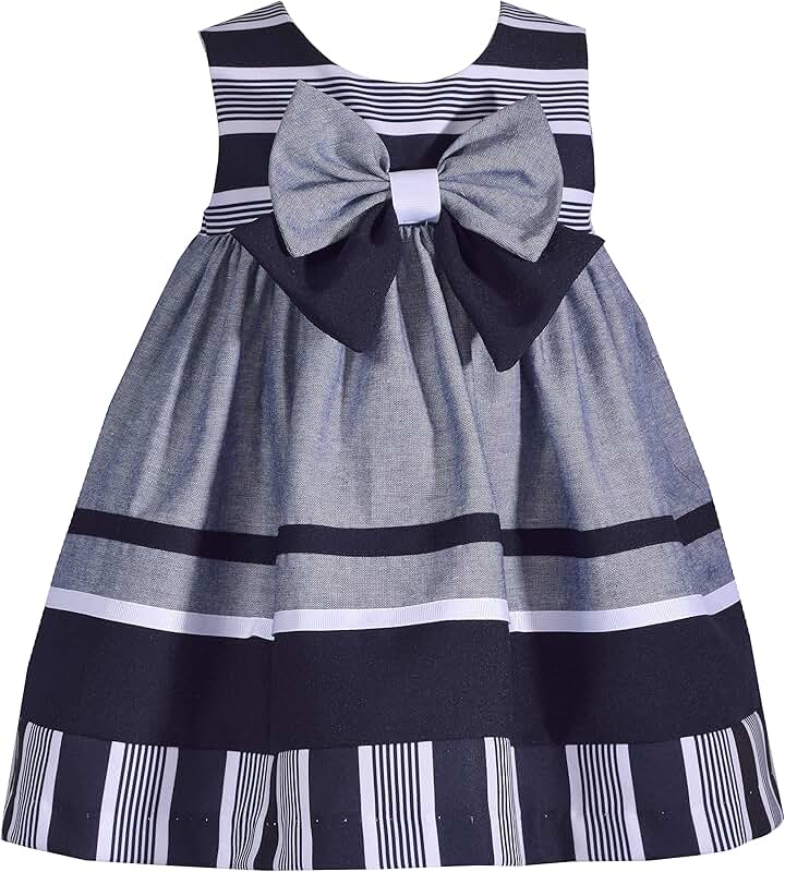 Little Girls Sleeveless Nautical Denim Dress