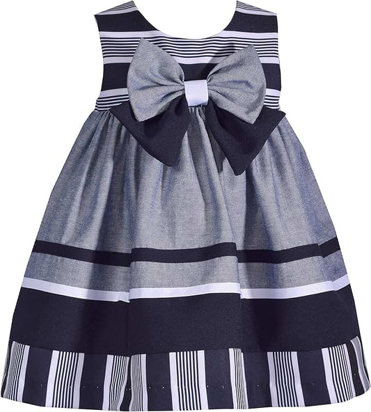 Little Girls Sleeveless Nautical Denim Dress