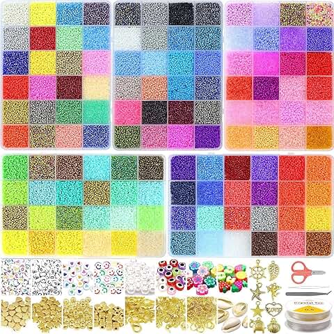 54000 Glass Seed Beads Kit with Charms and Jump Rings