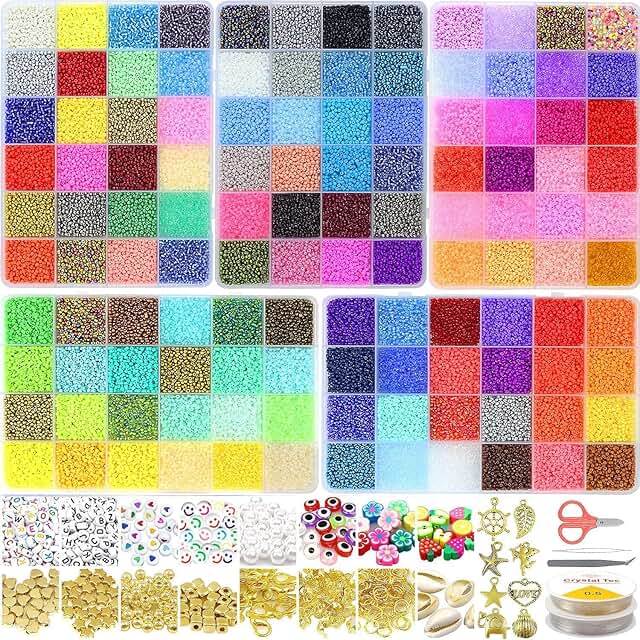 54000 Glass Seed Beads Kit with Charms and Jump Rings