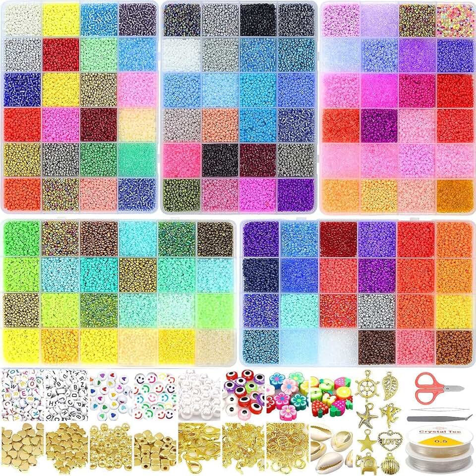 54000 Glass Seed Beads Kit with Charms and Jump Rings