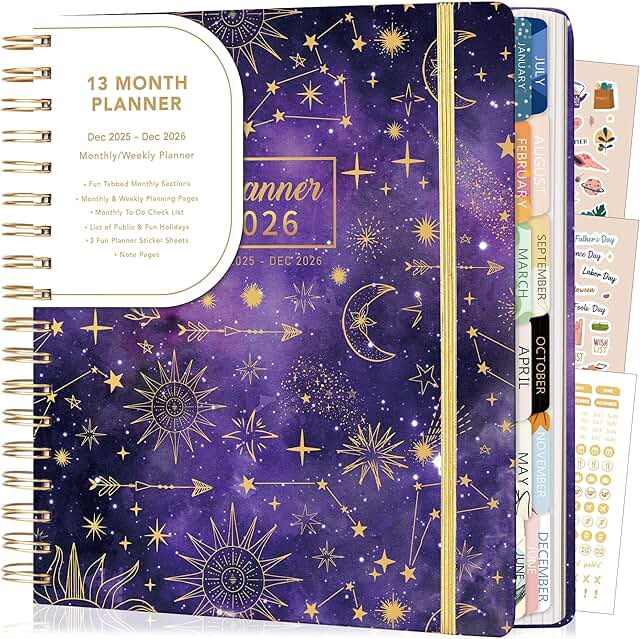 Weekly and Monthly Planner 2026 with Stickers, Purple