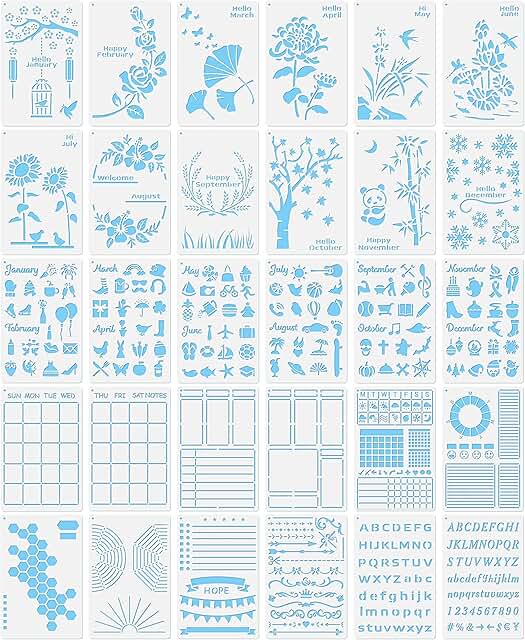 30 Bullet Journal Stencils for Planning and Themes