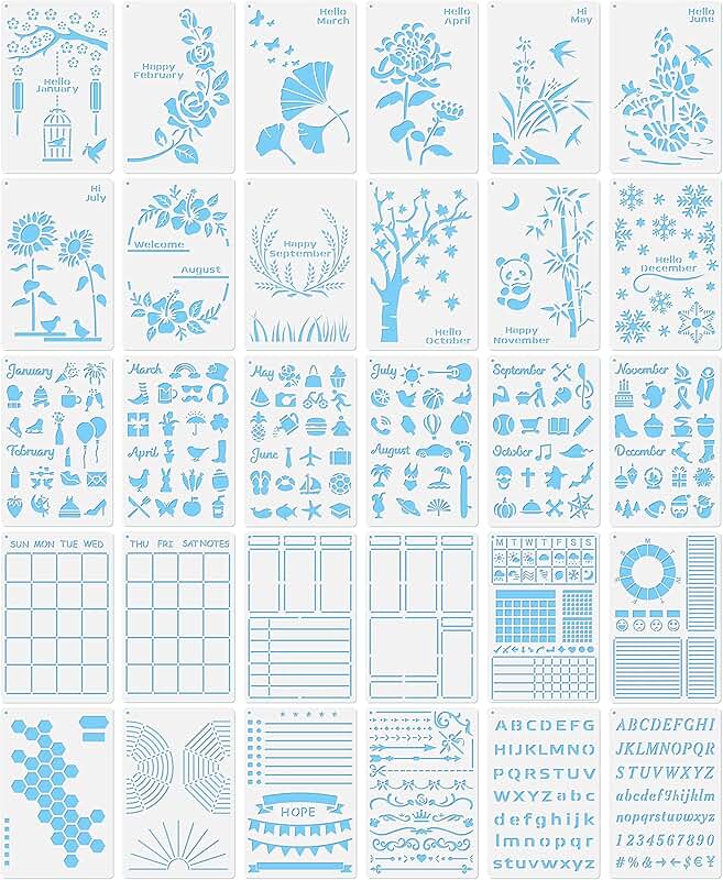 30 Bullet Journal Stencils for Planning and Themes