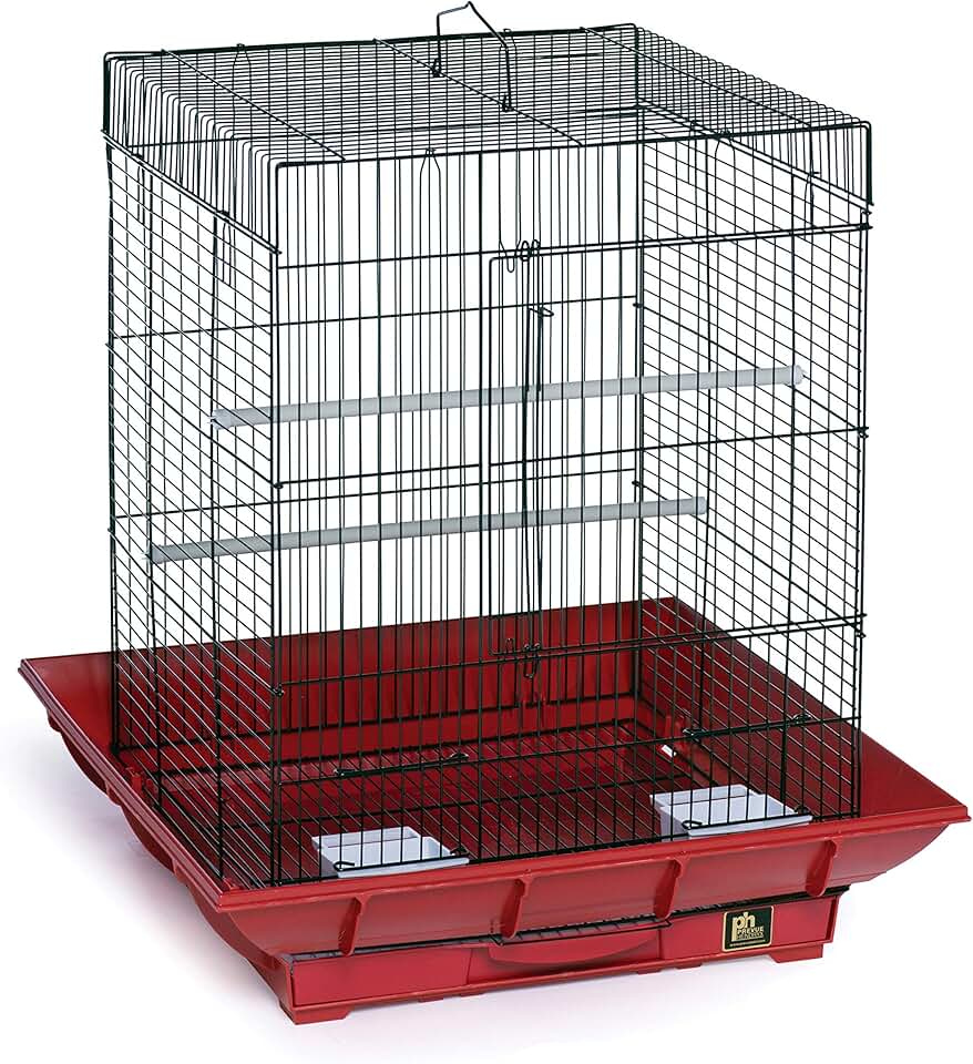 Clean Life Cockatiel Cage in Red and Black