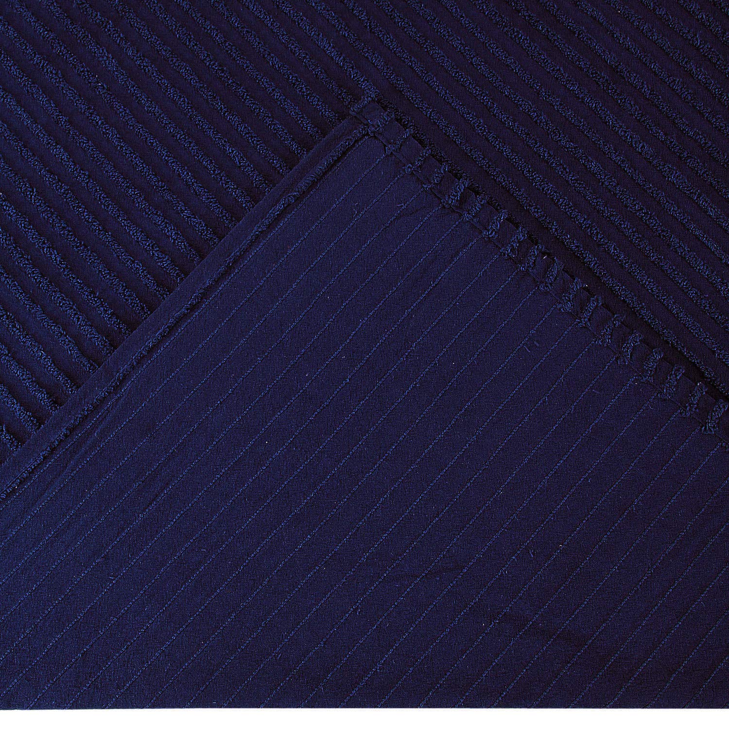 Jullian is Super Soft and Light Weight in Bold Stripes Design 100% Cotton Tufted Unique Luxurious Machine Washable Tumble Dry, Queen Bedspread, Navy