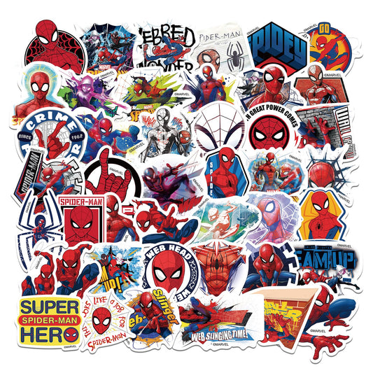50 Superhero Spiderman Waterproof Stickers for Bottles and More