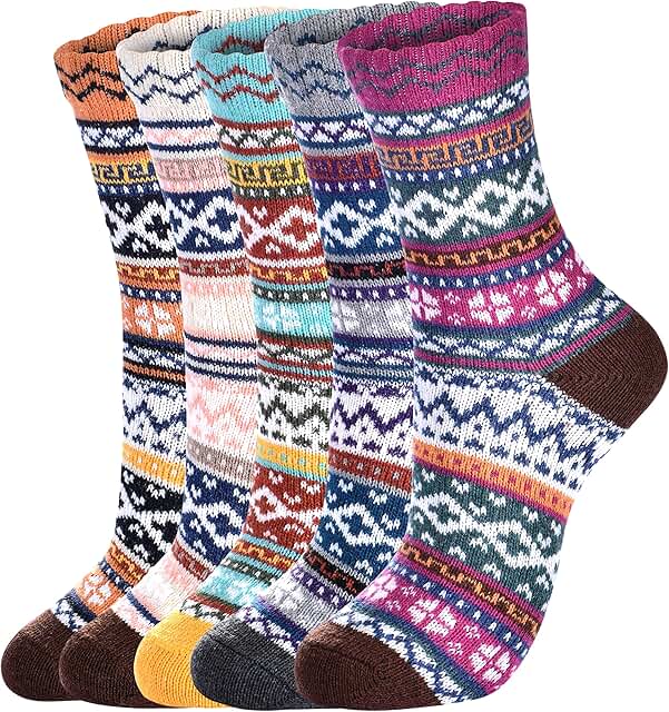 Five Pairs of Warm Wool Socks for Women
